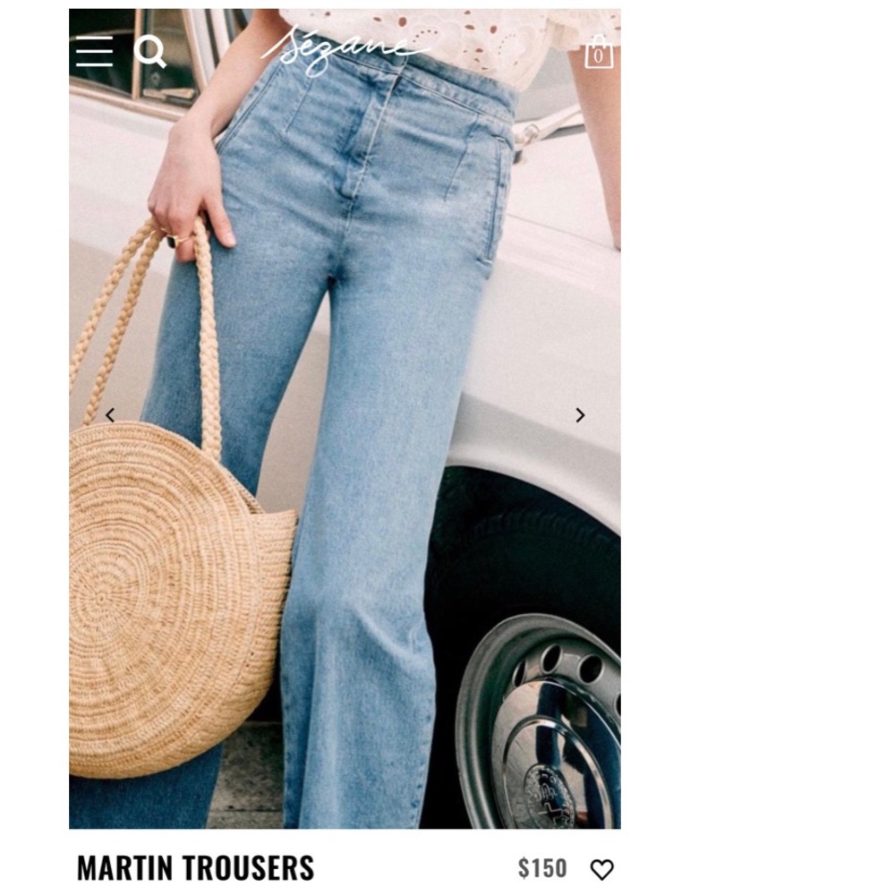 Sezane Sky Blue Wide Leg Jeans